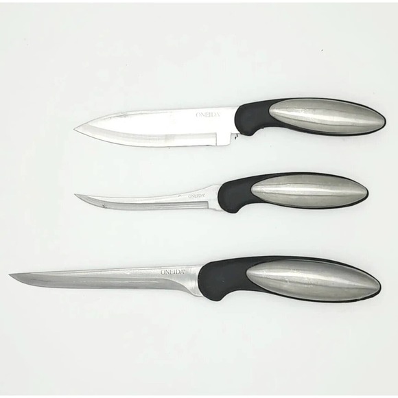 Vtg Oneida Contoura 12 Pc. Cutlery Knife Set High-Carbon Stainless w/Chef's Bag - Picture 3 of 16